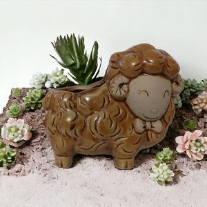 Sheep Ram‎ Planter Small Air Plants Succulents Ceramic Farmhouse Rustic Shabby.